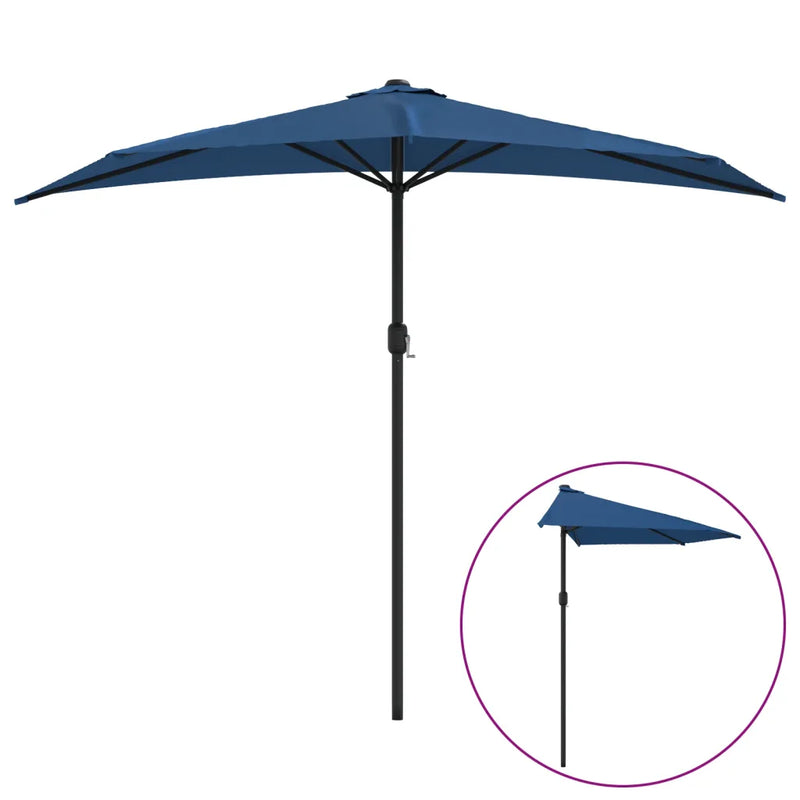 Balcony Parasol with Aluminium Pole Blue 270x144x222 cm Half