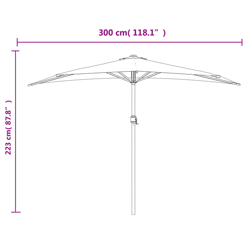 Balcony Parasol with Aluminium Pole Blue 300x155x223 cm Half