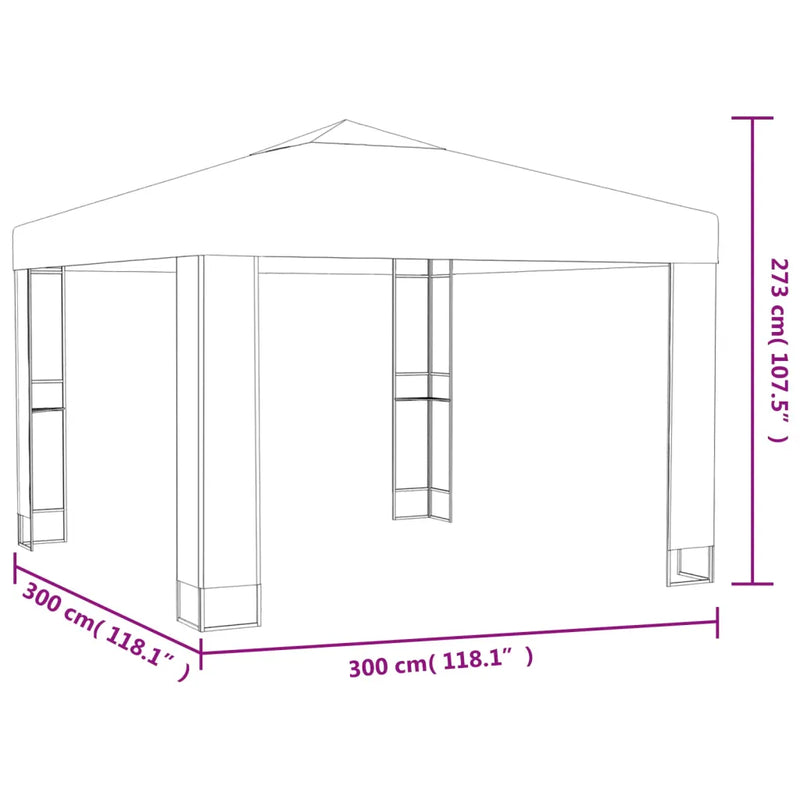 Gazebo with Double Roof 3x3x2.7 m Taupe 180 g/m��