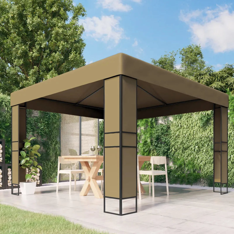 Gazebo with Double Roof 3x3x2.7 m Taupe 180 g/m��
