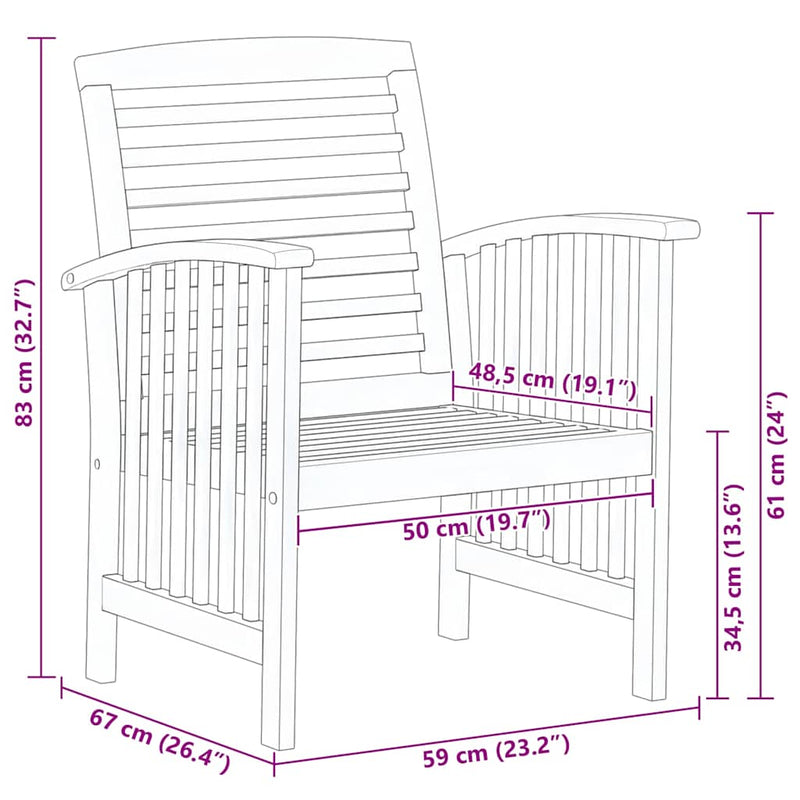 vidaXL Garden Chairs 2 pcs Solid Acacia Wood