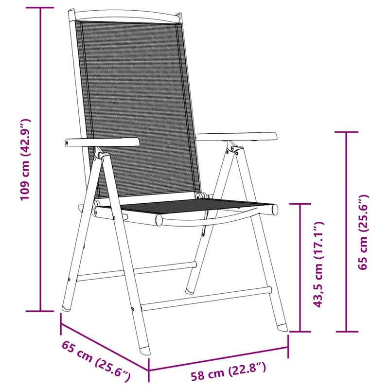 vidaXL Folding Garden Chairs 6 pcs Textilene Black