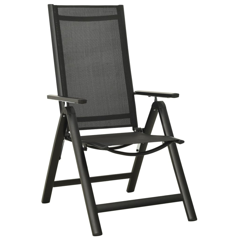 vidaXL Folding Garden Chairs 2 pcs Textilene and Aluminium Black