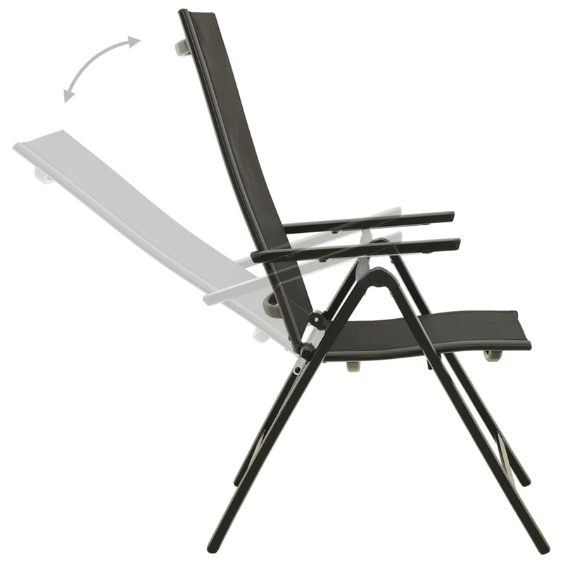 vidaXL Folding Garden Chairs 2 pcs Textilene and Aluminium Black