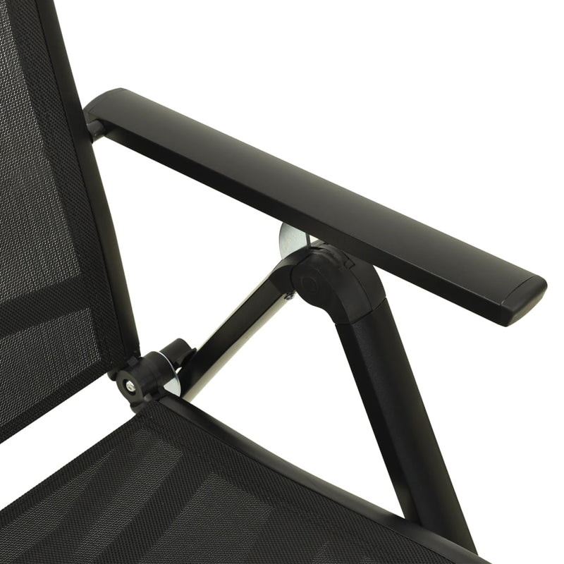 vidaXL Folding Garden Chairs 2 pcs Textilene and Aluminium Black