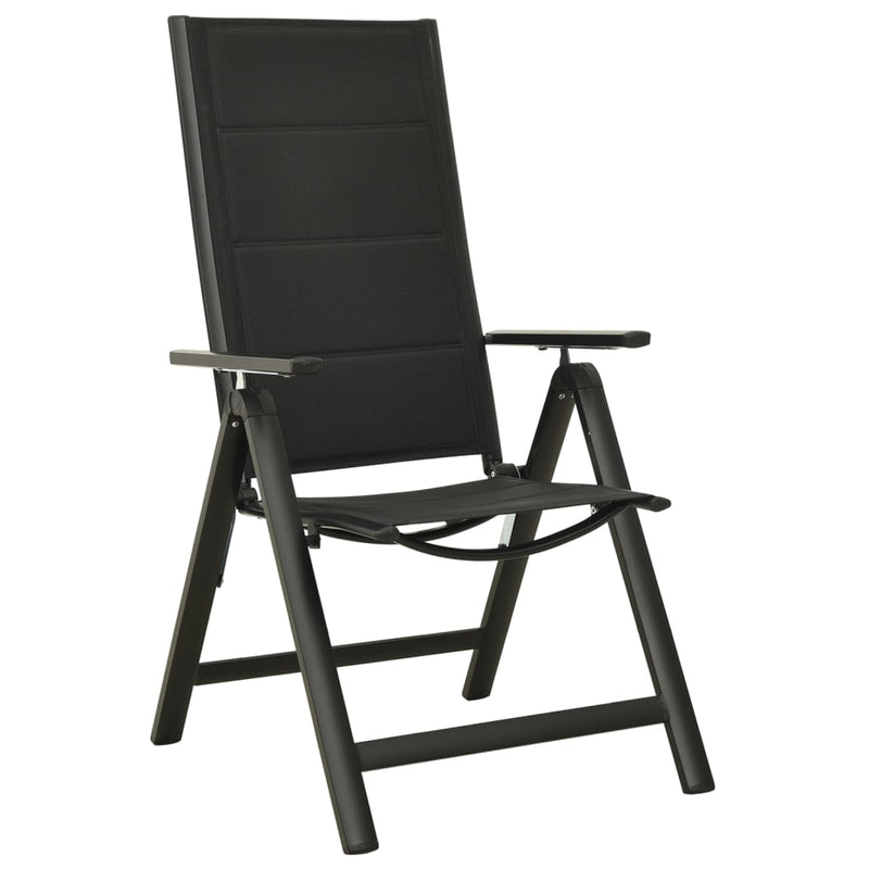 vidaXL Folding Garden Chairs 2 pcs Textilene and Aluminium Black