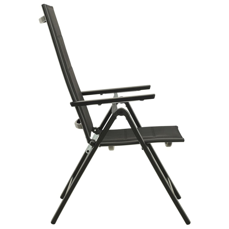 vidaXL Folding Garden Chairs 2 pcs Textilene and Aluminium Black