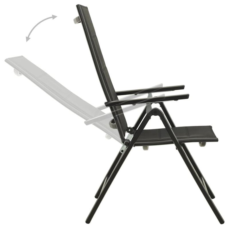 vidaXL Folding Garden Chairs 2 pcs Textilene and Aluminium Black