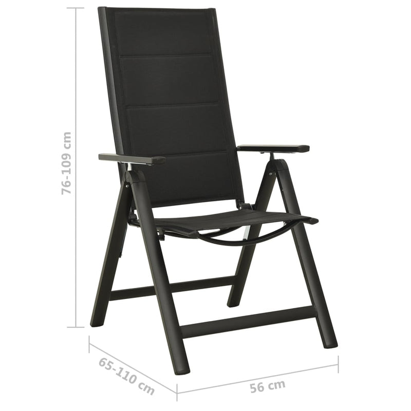 vidaXL Folding Garden Chairs 2 pcs Textilene and Aluminium Black