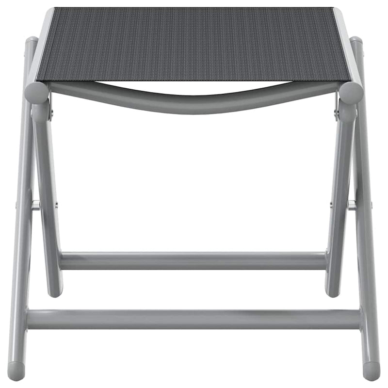 Folding Footrest Black and Silver Textilene and Aluminium