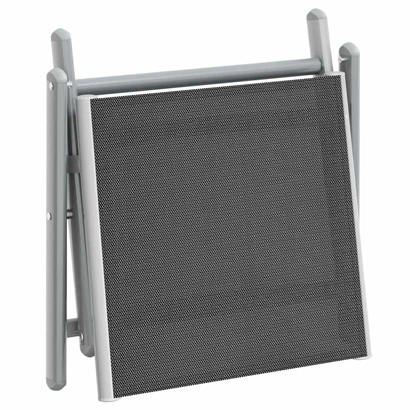 Folding Footrest Black and Silver Textilene and Aluminium