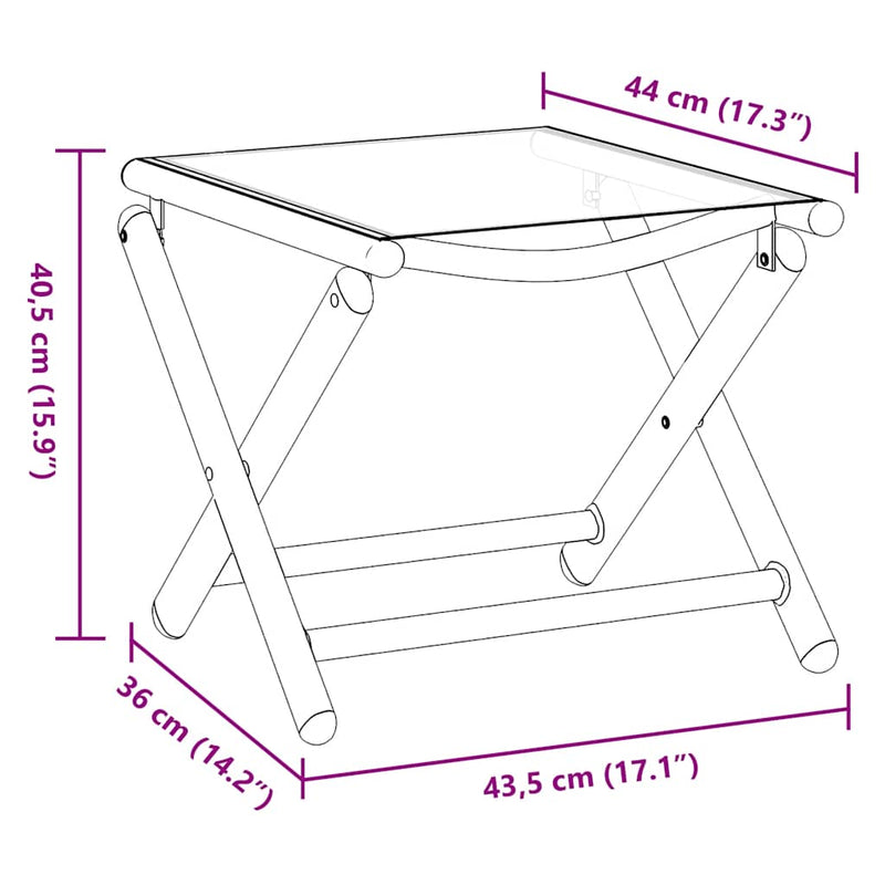 Folding Footrest Black and Silver Textilene and Aluminium
