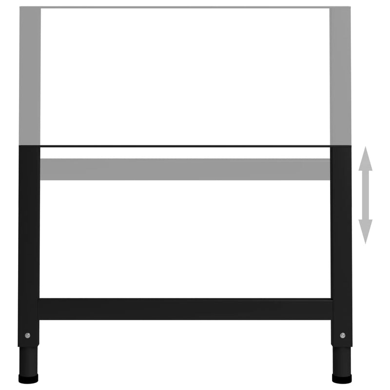 vidaXL Adjustable Work Bench Frames 2 pcs Metal 85x(69-95.5) cm Black