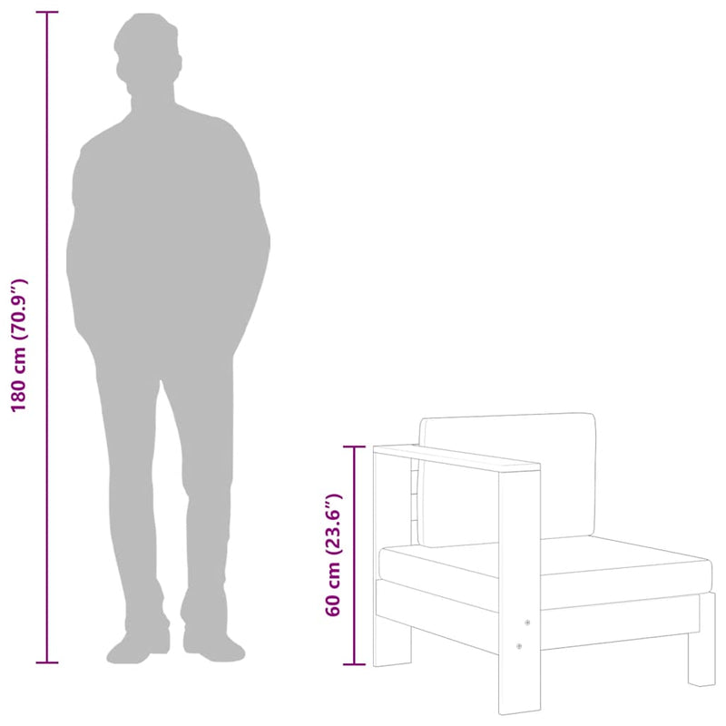 vidaXL Middle Sofa with 1 Armrest Cream White Solid Acacia Wood