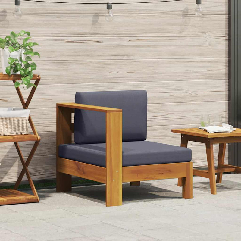 vidaXL Middle Sofa with 1 Armrest Dark Grey Solid Acacia Wood
