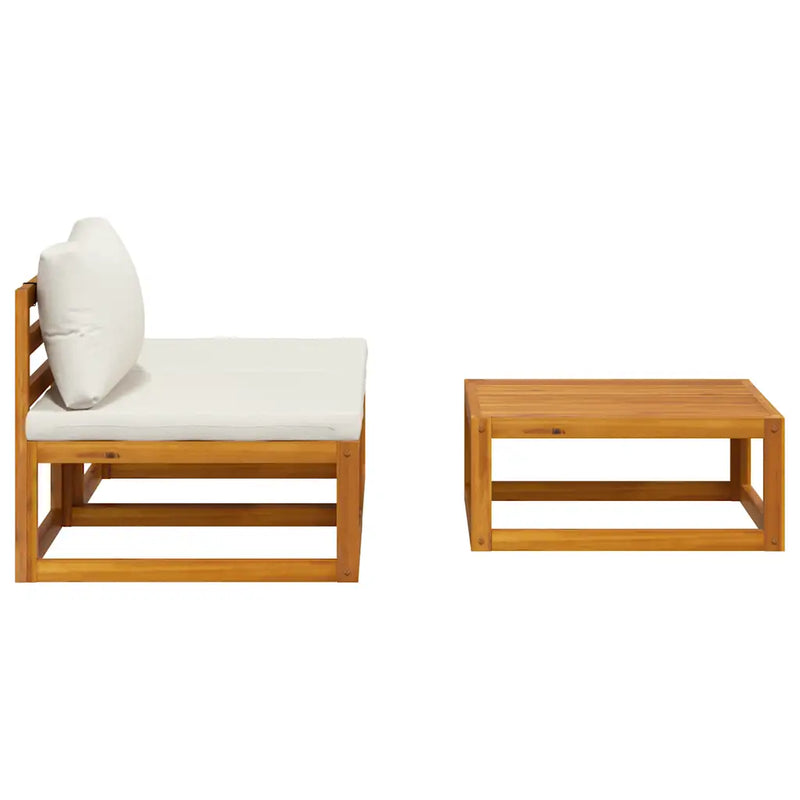 3 Piece Garden Lounge Set with Cream Cushions Solid Acacia Wood