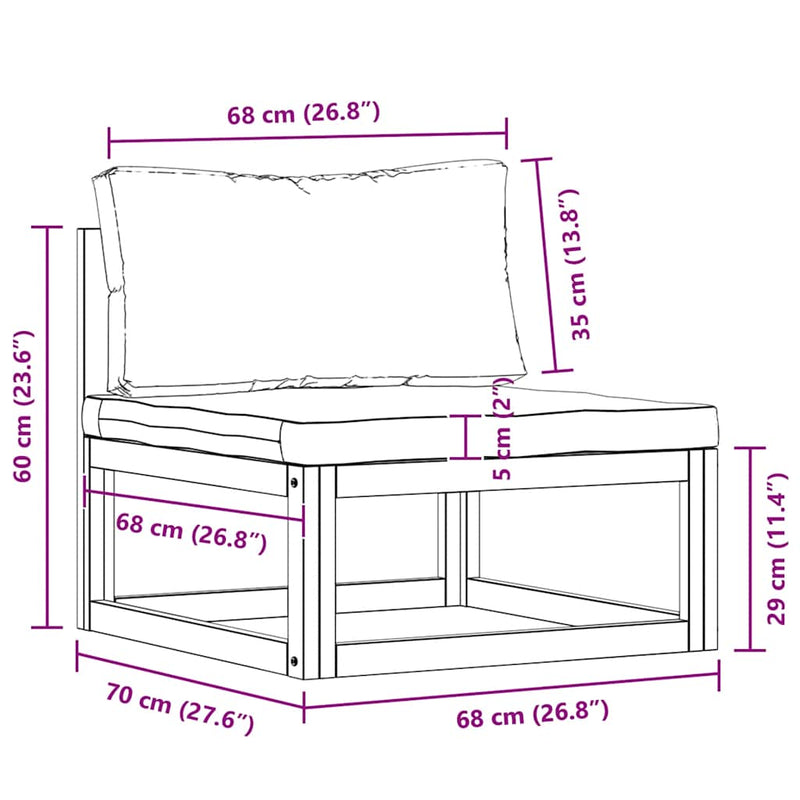 vidaXL 2 Piece Garden Sofa Set with Cushion Solid Acacia Wood