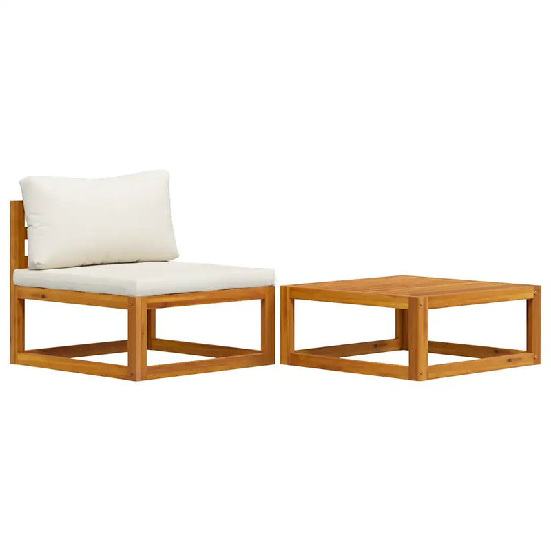 2 Piece Garden Sofa Set with Cushion Solid Acacia Wood