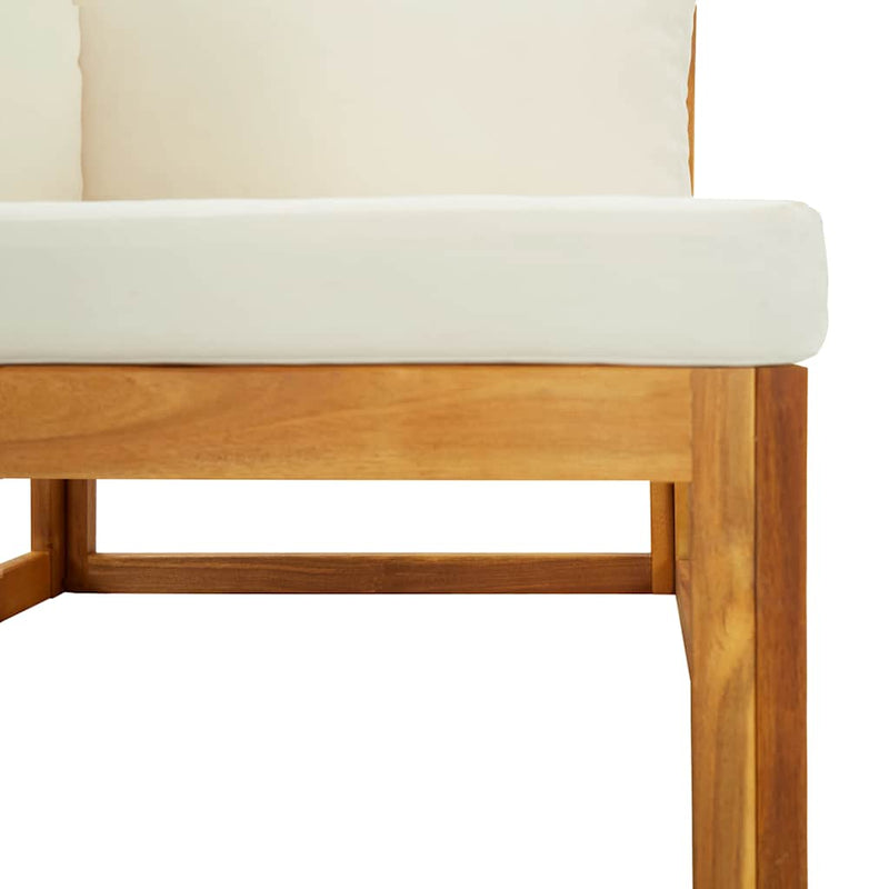 vidaXL Sectional Corner Sofa & Cream White Cushion Solid Acacia Wood