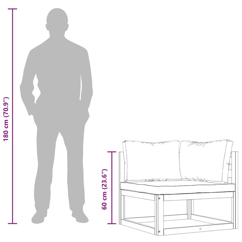 vidaXL Sectional Corner Sofa & Cream White Cushion Solid Acacia Wood