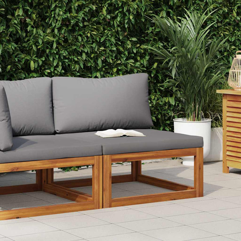 vidaXL Sectional Middle Sofa & Dark Grey Cushion Solid Acacia Wood