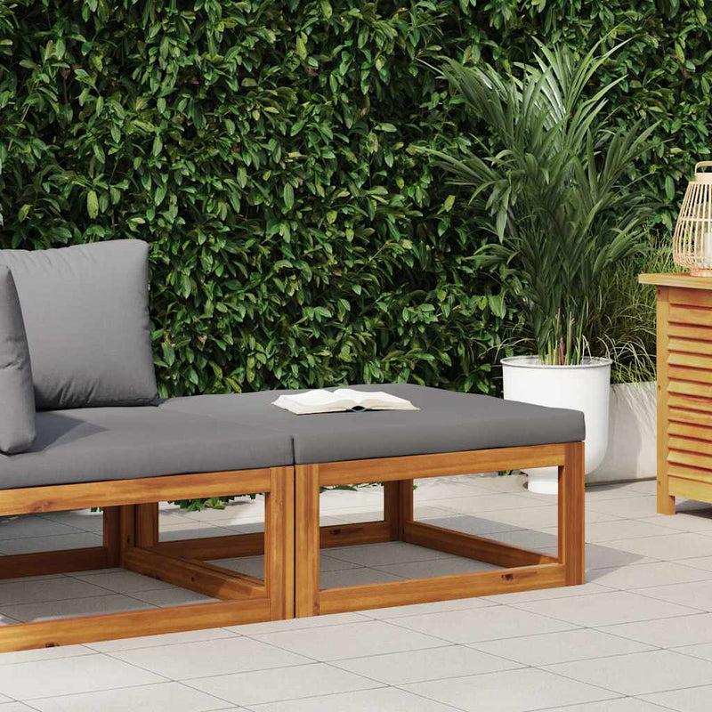 vidaXL Footrest with Dark Grey Cushion Solid Acacia Wood