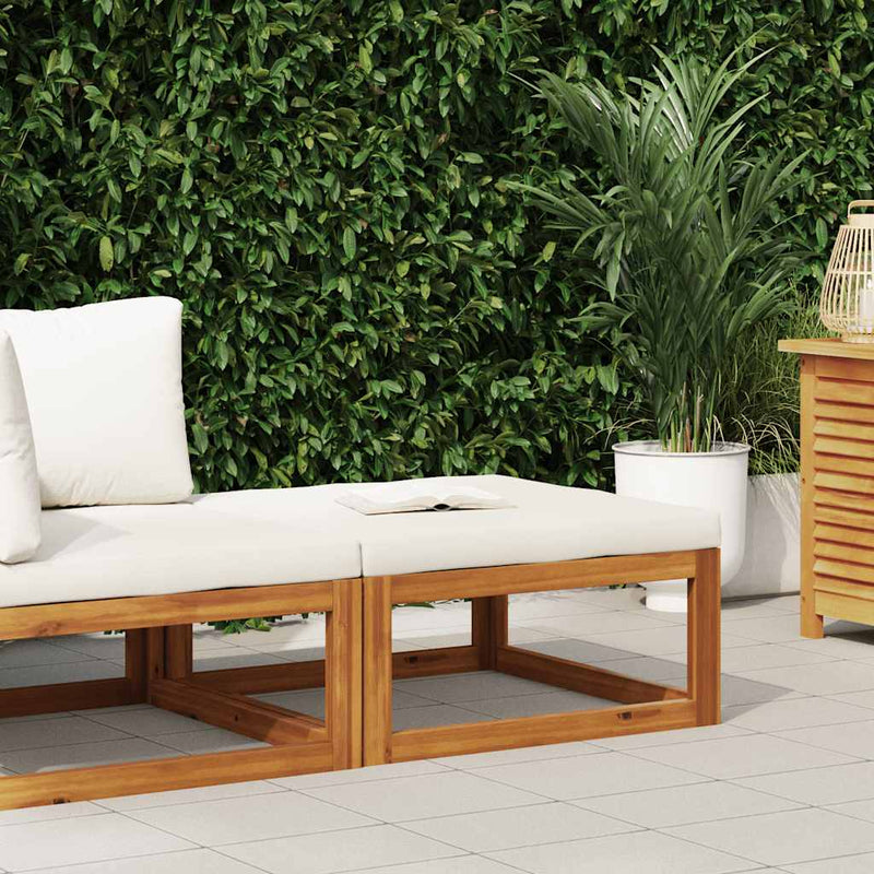 vidaXL Footrest with Cream White Cushion Solid Acacia Wood