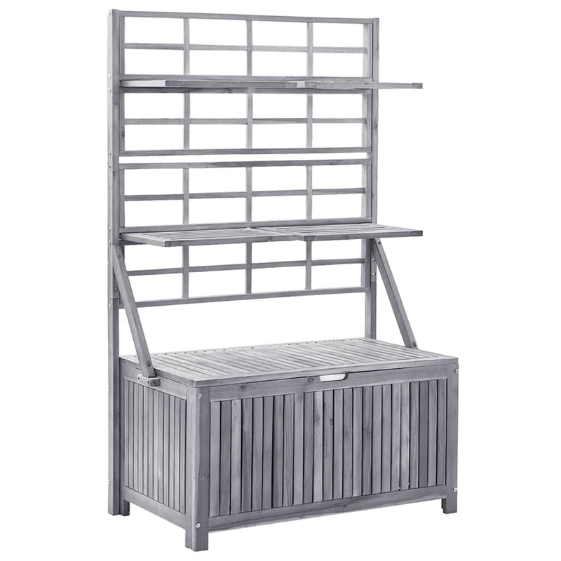 vidaXL Storage Box with Trellis Grey 99x55x160 cm Solid Acacia Wood