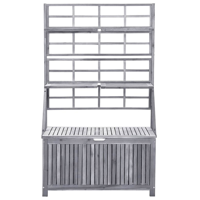 vidaXL Storage Box with Trellis Grey 99x55x160 cm Solid Acacia Wood