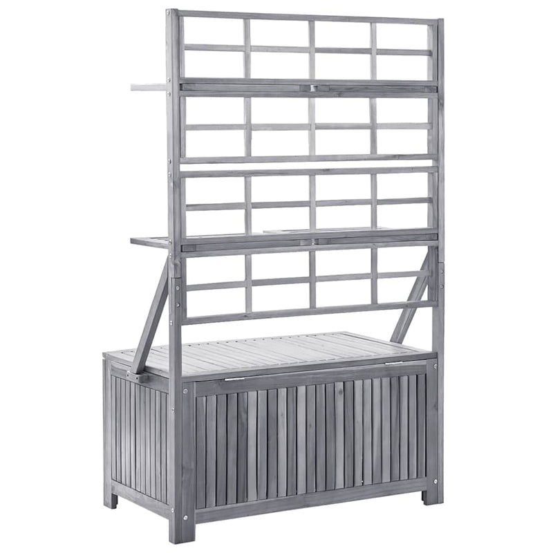 vidaXL Storage Box with Trellis Grey 99x55x160 cm Solid Acacia Wood