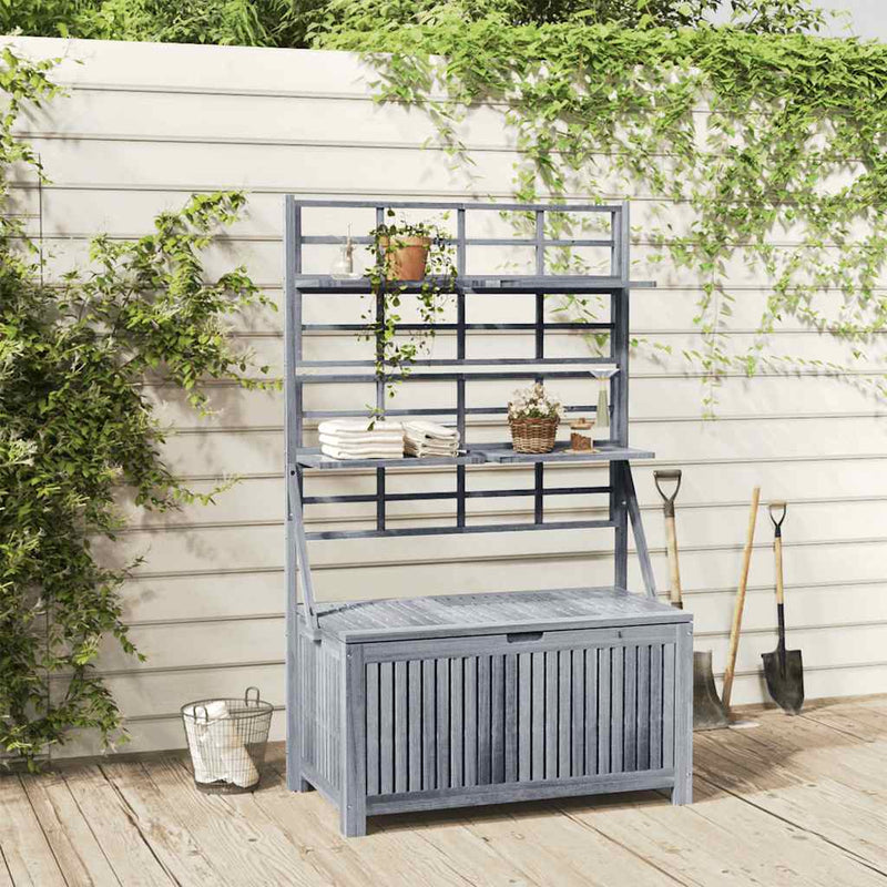 vidaXL Storage Box with Trellis Grey 99x55x160 cm Solid Acacia Wood