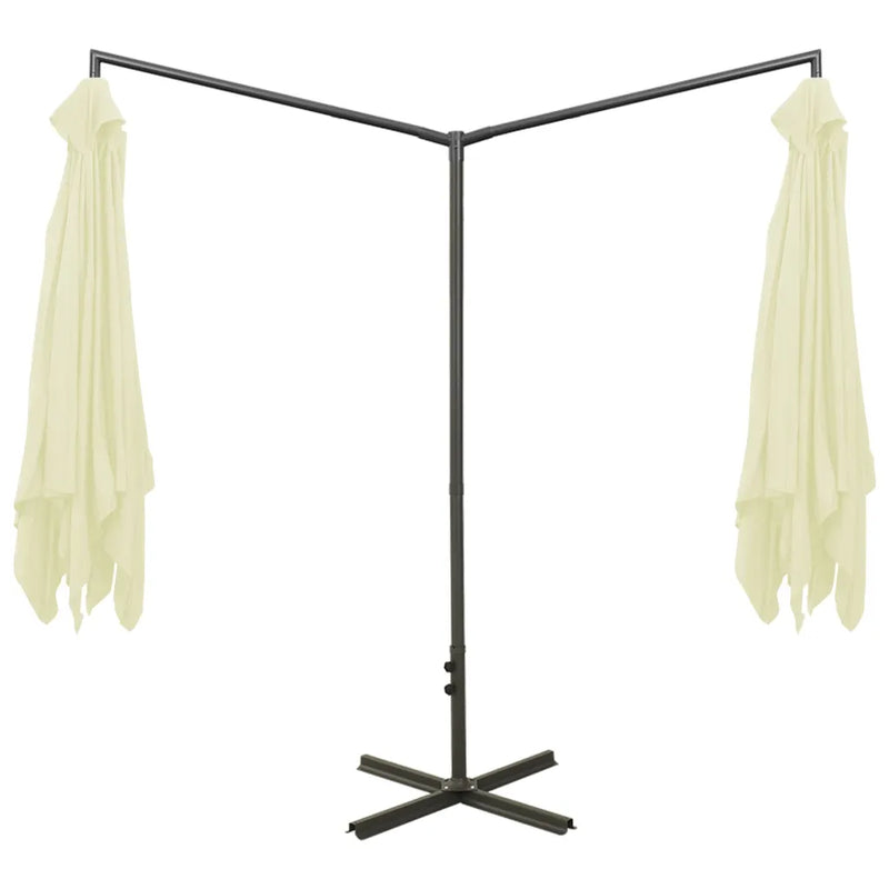 Double Garden Parasol with Steel Pole Sand 600x300 cm