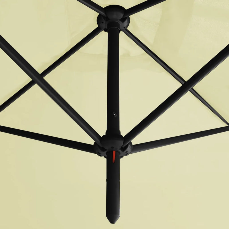Double Garden Parasol with Steel Pole Sand 600x300 cm