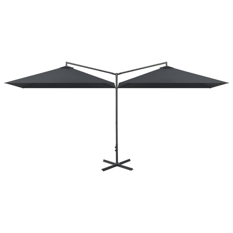Double Garden Parasol with Steel Pole Anthracite 600x300 cm