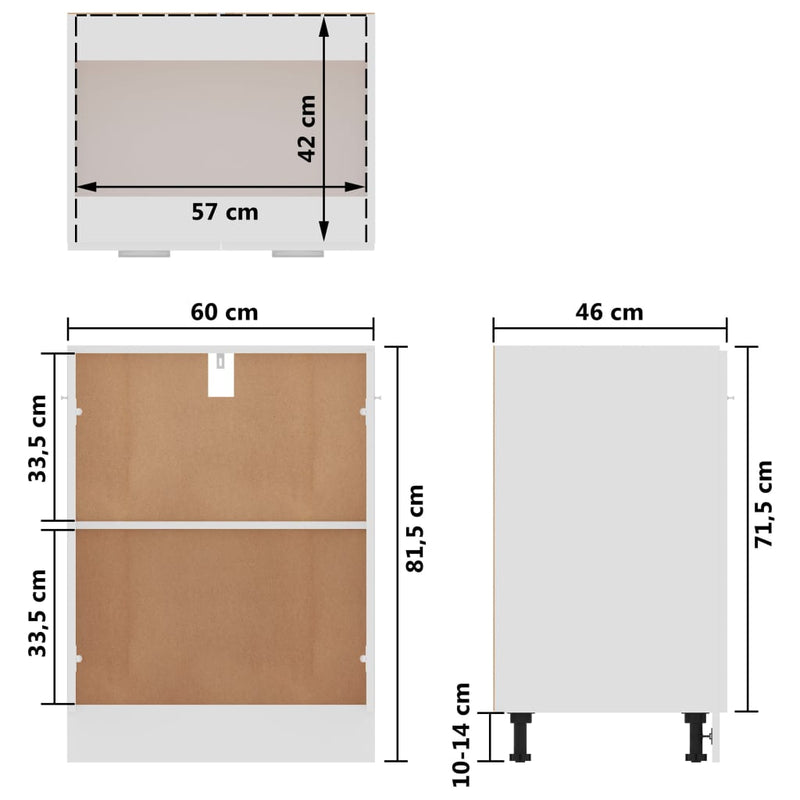 vidaXL Bottom Cabinet Lyon White 60x46x81.5 cm Engineered Wood