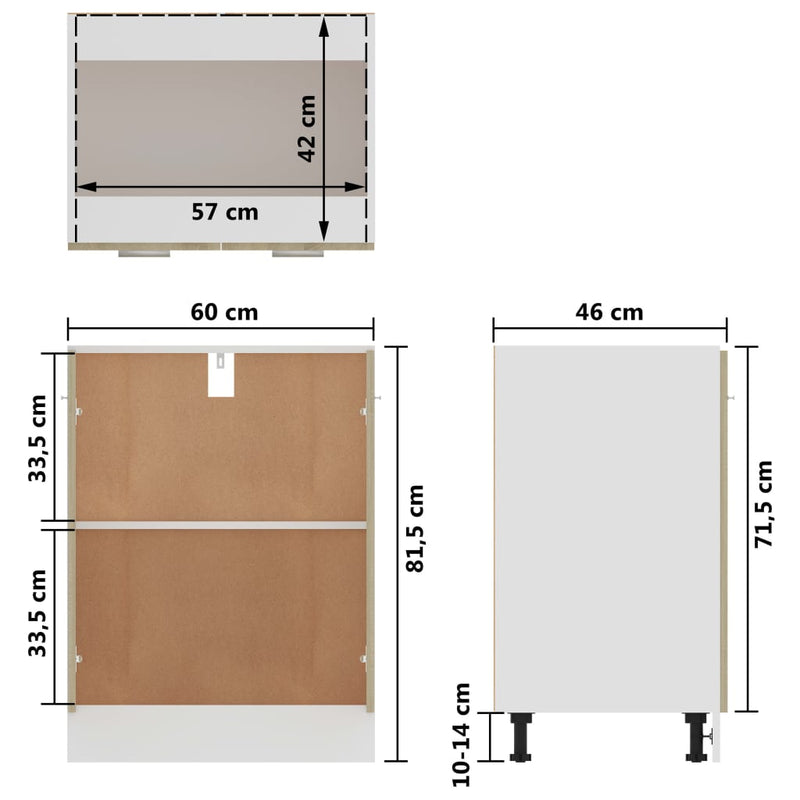 vidaXL Bottom Cabinet Lyon Sonoma Oak 60x46x81.5 cm Engineered Wood