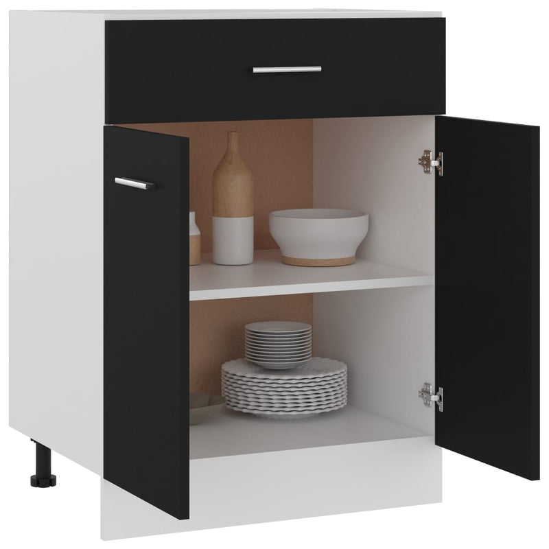 vidaXL Drawer Bottom Cabinet Lyon Black 60x46x81.5 cm Engineered Wood
