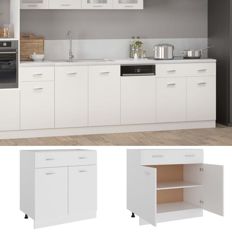 vidaXL Drawer Bottom Cabinet Lyon White 80x46x81.5 cm Engineered Wood