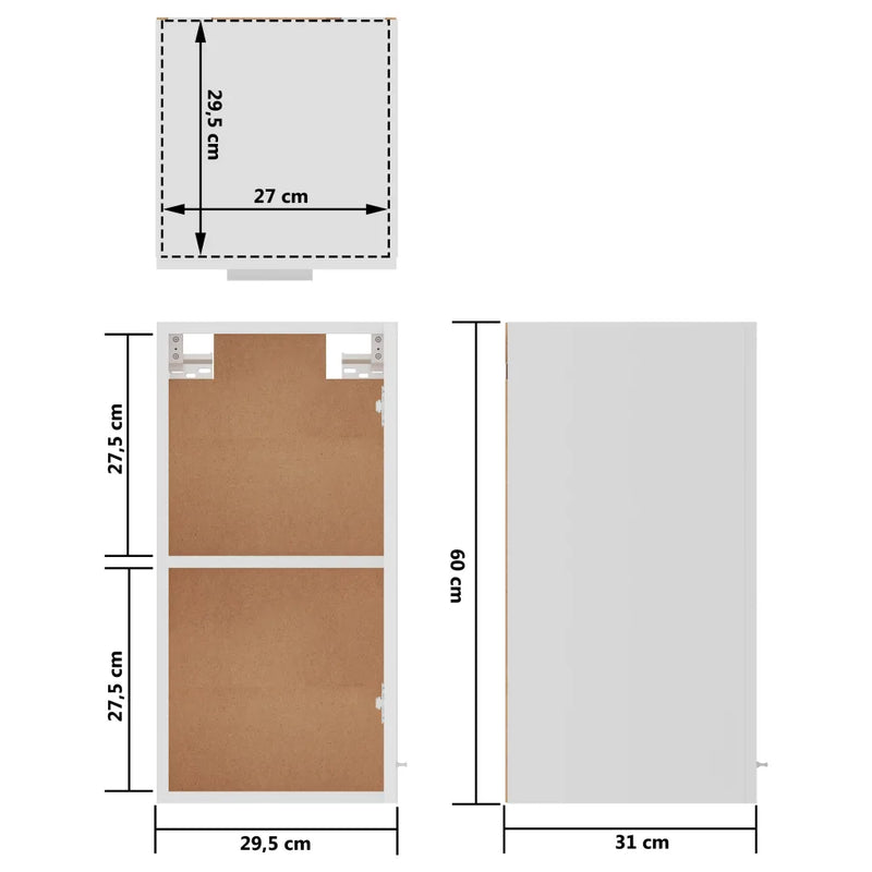 Hanging Cabinet Lyon White 29.5x31x60 cm Engineered Wood