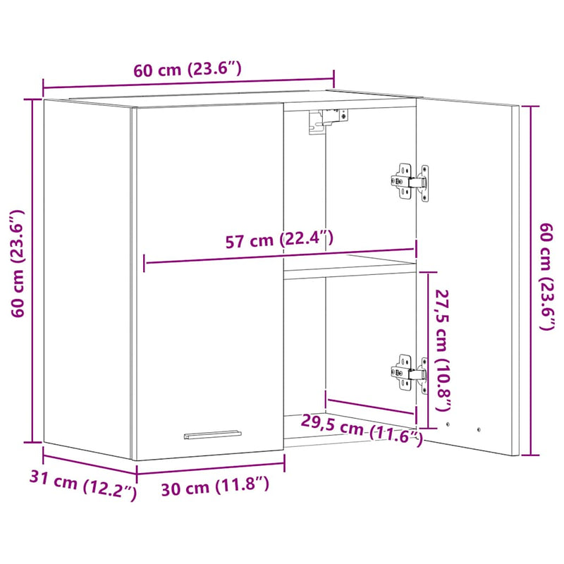 vidaXL Hanging Cabinet Lyon Concrete Grey 60x31x60 cm Engineered Wood