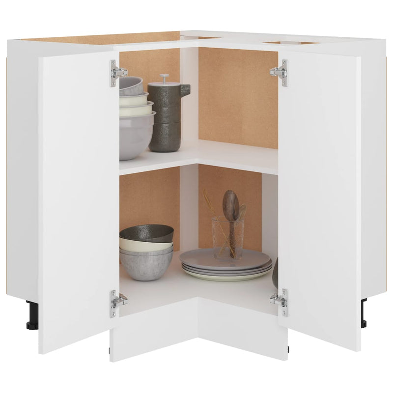 vidaXL Corner Bottom Cabinet Lyon White 75.5x75.5x81.5 cm Engineered Wood