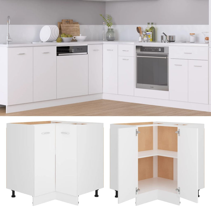 vidaXL Corner Bottom Cabinet Lyon White 75.5x75.5x81.5 cm Engineered Wood