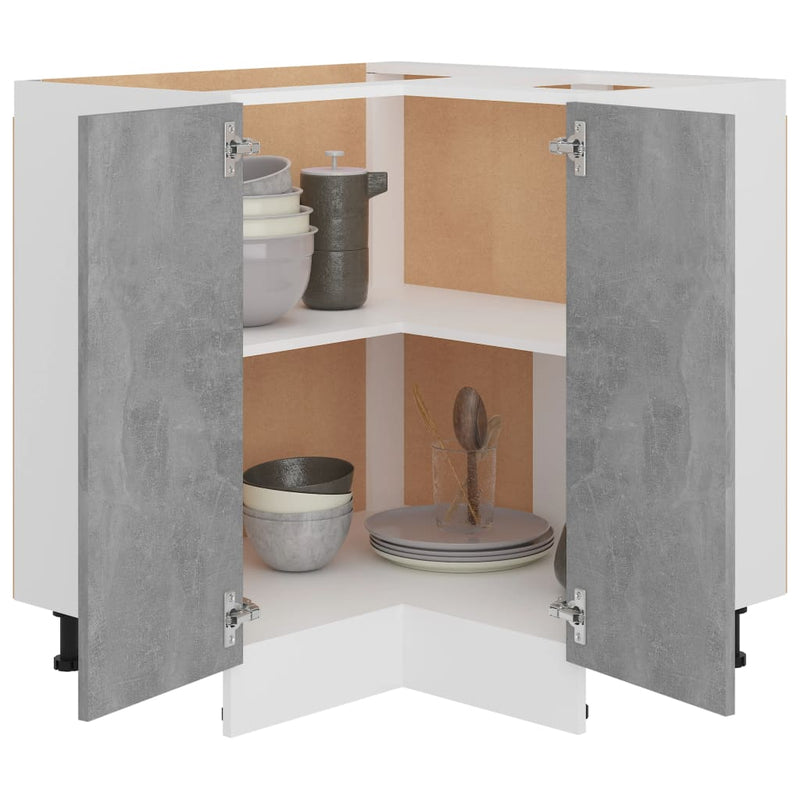 vidaXL Corner Bottom Cabinet Lyon Concrete Grey 75.5x75.5x81.5 cm Engineered Wood