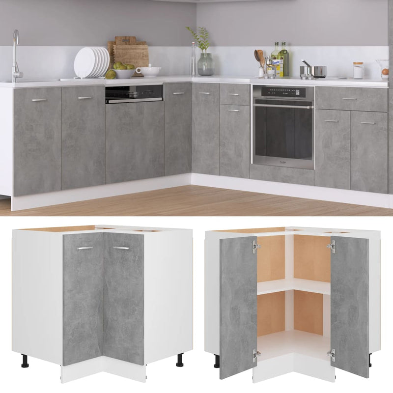 vidaXL Corner Bottom Cabinet Lyon Concrete Grey 75.5x75.5x81.5 cm Engineered Wood