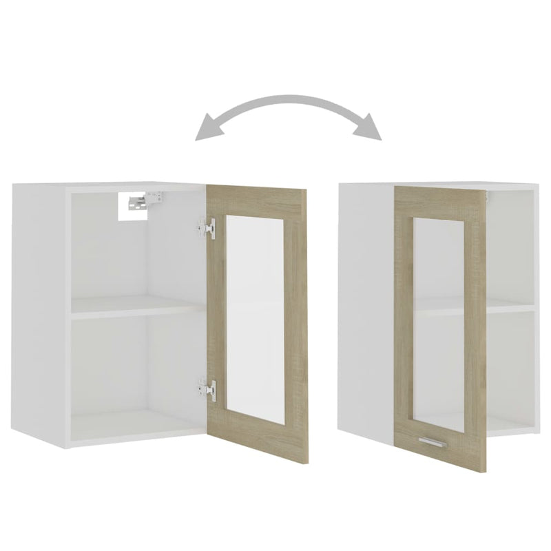 vidaXL Hanging Glass Cabinet Lyon Sonoma Oak 40x31x60 cm Engineered Wood