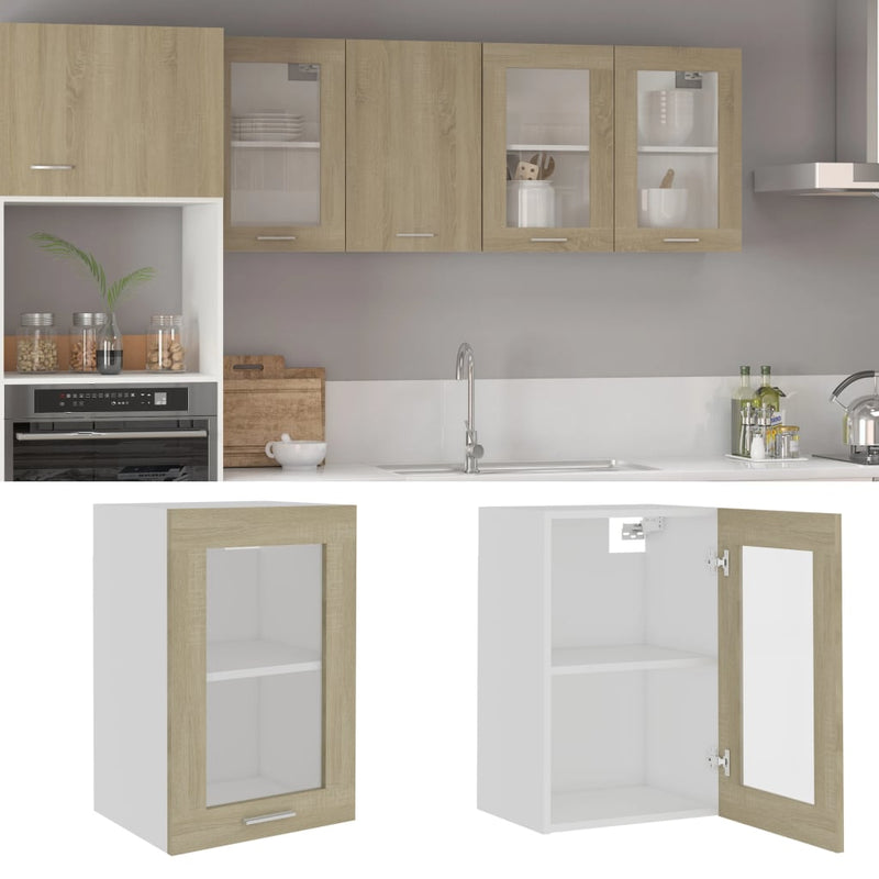 vidaXL Hanging Glass Cabinet Lyon Sonoma Oak 40x31x60 cm Engineered Wood