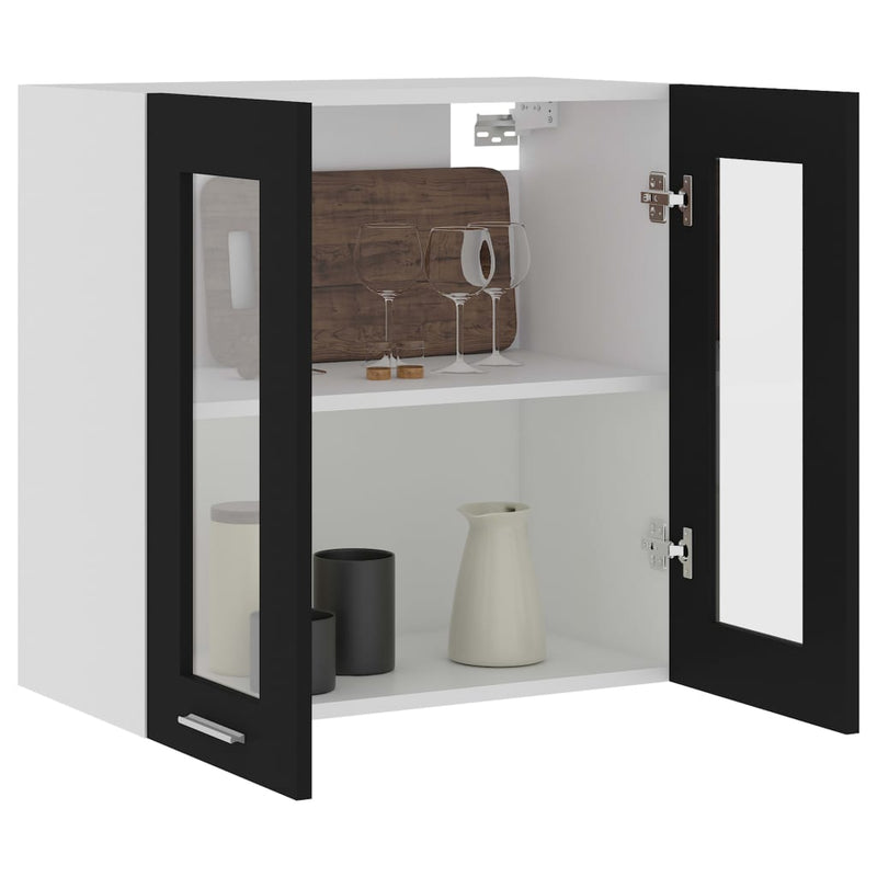 vidaXL Hanging Glass Cabinet Lyon Black  60x31x60 cm Engineered Wood