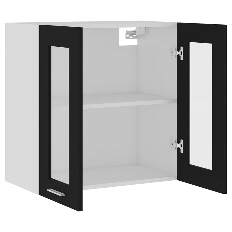 vidaXL Hanging Glass Cabinet Lyon Black  60x31x60 cm Engineered Wood
