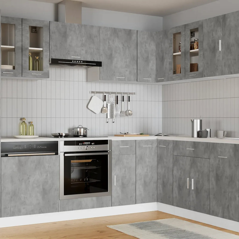 Hanging Glass Cabinet Lyon Concrete Grey  60x31x60 cm Engineered Wood