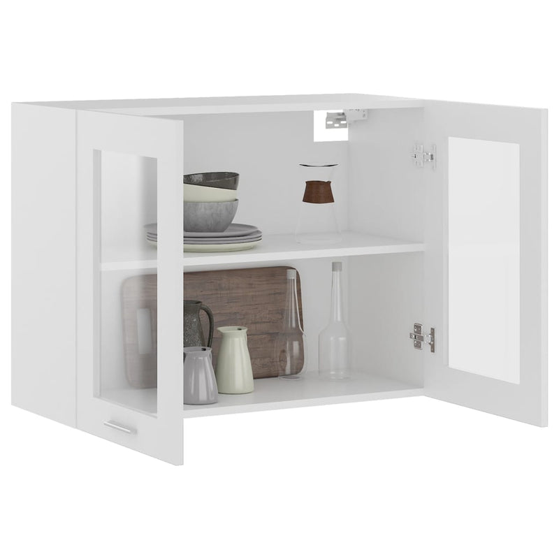 vidaXL Hanging Glass Cabinet Lyon White 80x31x60 cm Engineered Wood